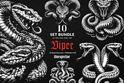 10 Bundle Dark Art Viper Snakes, an Illustration by Morspective (Thumbnail 1 of 7)