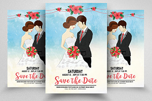 Watercolor Save Date Flyer Template, a Flyer Template by Psd Templates