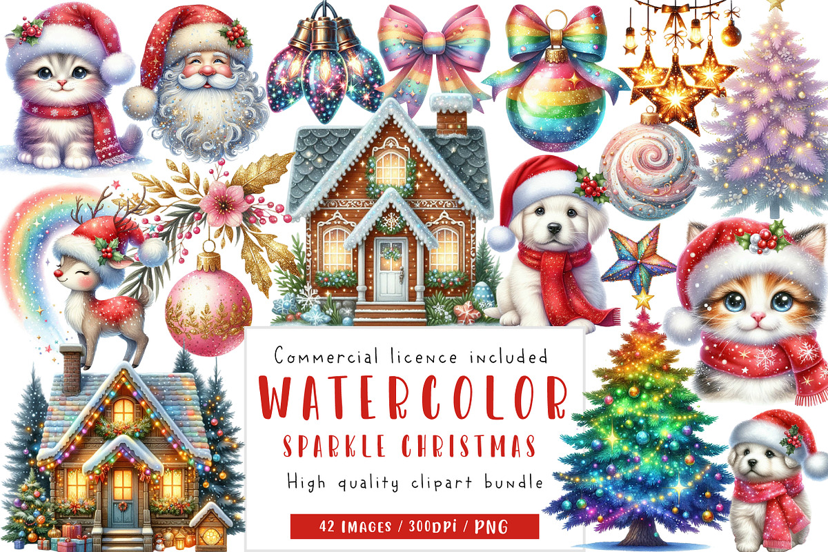 Sparkle Christmas Clipart, an Illustration by CreationArt (Photo 1 of 7)