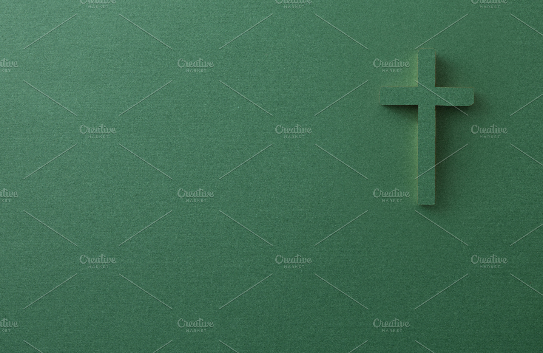 Minimal Green Background with Christian Cross, a Holiday Photo by Davizro's Market