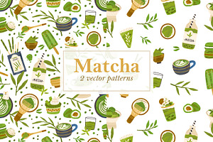 Matcha products seamless patterns, a Pattern Graphic by Good Studio