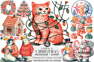 Whimsical Christmas Clipart Bundle, an Illustration by DreamArtGraphic