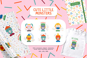 CUTE LITTLE MONSTERS clipart set