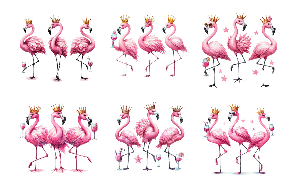 Funny Flamingo Clipart, an Illustration by DreamArtGraphic (Photo 3 of 4)