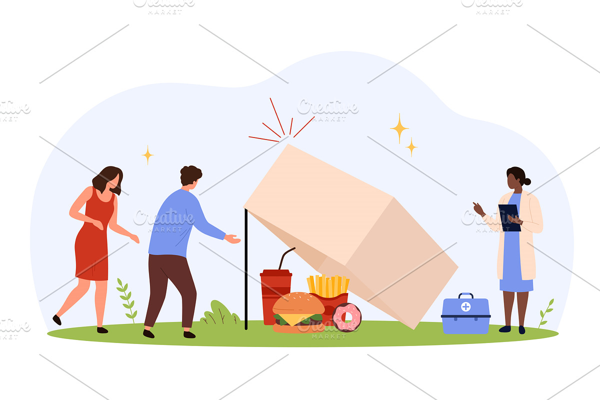 Junk Food Addiction Trap Concept, a Food Illustration by Flashvector