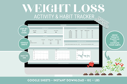 Weight Loss Tracker + Habit Tracker, a Templates & Theme by SunshineStudioBoutique