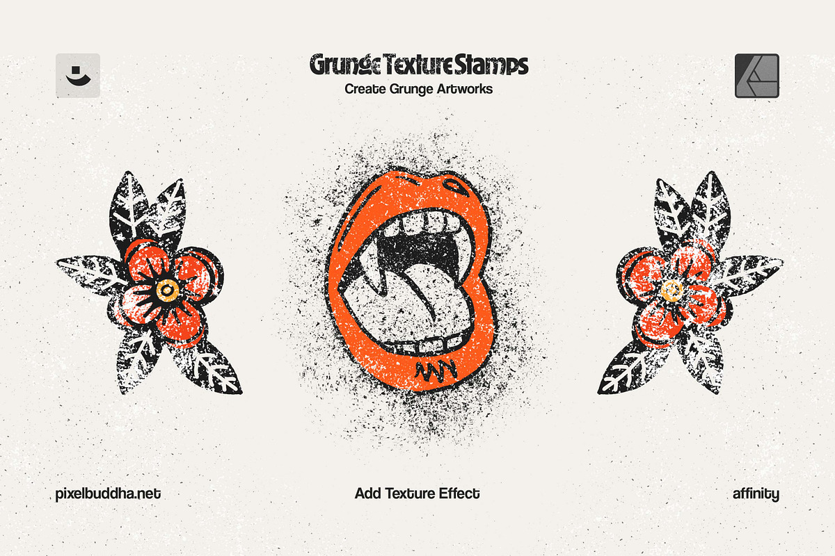 Grunge Stamp Affinity Brushes, a Brush Add-On by pixelbuddha.net (Photo 3 of 9)