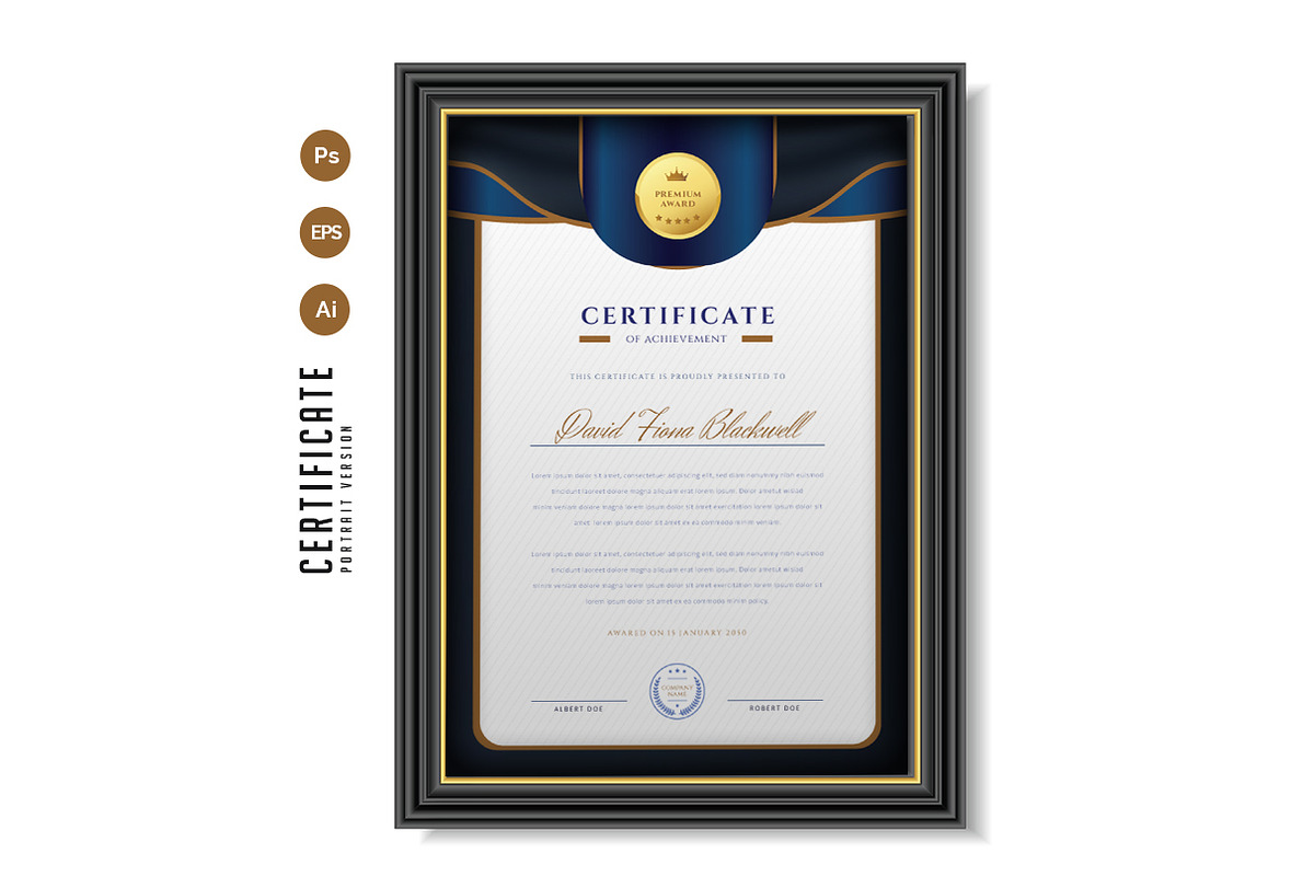 583. Modern Certificate Template, a Stationery Template by CreativeRezwan (Photo 3 of 3)