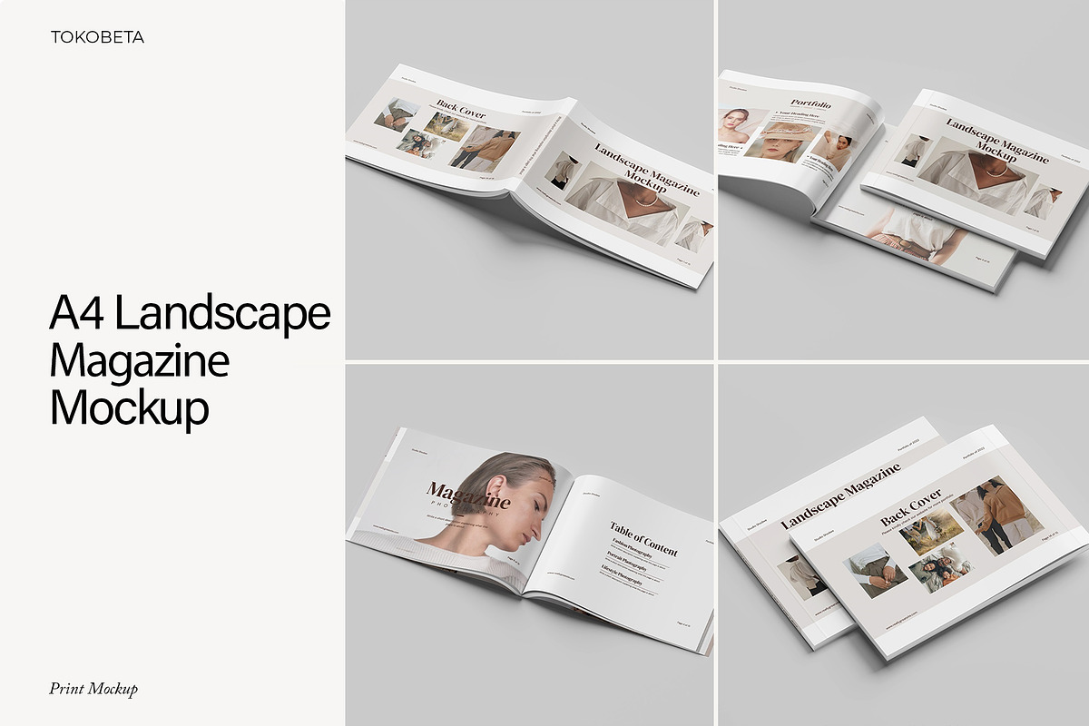 A4 Landscape Magazine Mockup, a Books & Magazine Mockup by Tokobeta (Photo 1 of 7)