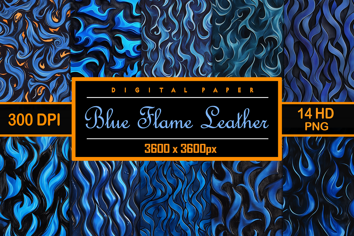 Blue Flame Leather | Fiery Blue, a Pattern Graphic by Printable Treasure (Photo 1 of 7)