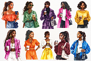 Coffee Girl Clipart Watercolor PNG, a Decorative Illustration by Maysa Art (Thumbnail 3 of 4)