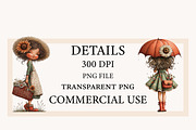 Whimsical Sunflower Girl Clipart, an Illustration by Designworld (Thumbnail 2 of 8)