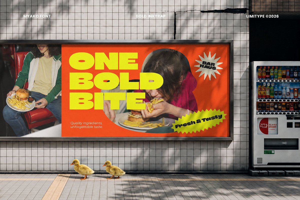Myako - Bold Inktrap Font, a Sans Serif Font by limitype (Photo 3 of 12)
