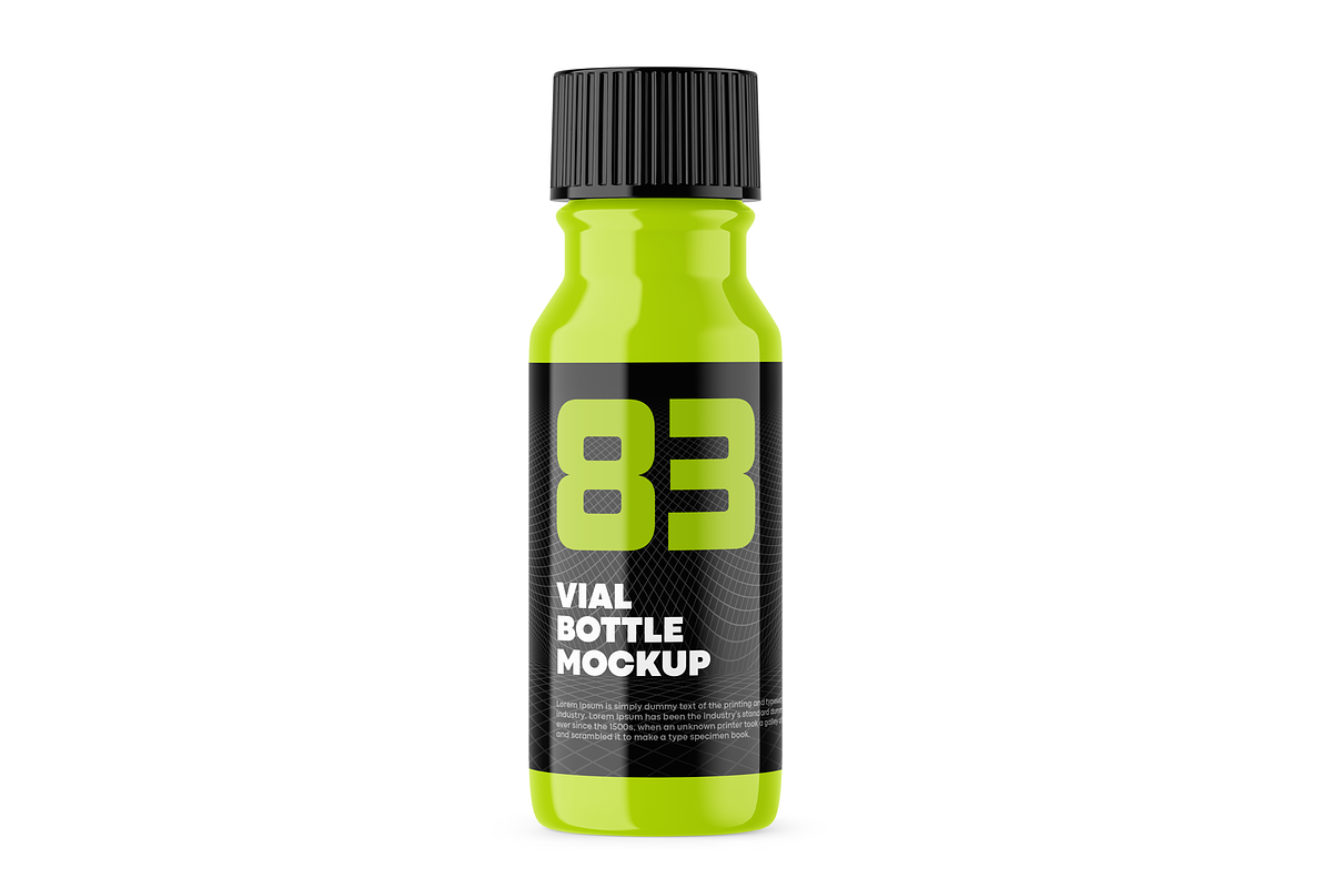 Glossy Vial Bottle Mockup, a Packaging Mockup by Green Art (Photo 1 of 5)