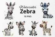 Watercolor zebra clipart, an Illustration by Idressart (Thumbnail 1 of 10)