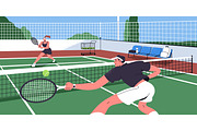 People play tennis on court banner, a Sport Illustration by Good Studio (Thumbnail 2 of 3)