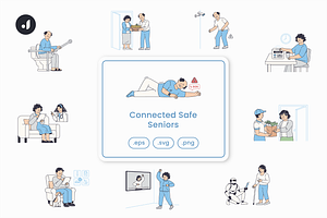 Connected Safe Seniors Illustration, an Object Graphic by Jump Studio