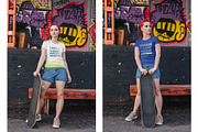Female T-Shirt in City PSD Mockups, a Shirt Mockup by Hi, Mock-Up! (Thumbnail 8 of 9)