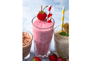 Milkshake from strawberry, banana, a Food & Drink Photo by Yulia Furman