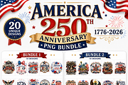 America 250th Anniversary PNG Bundle, a Decorative Illustration by HeavensStar (Thumbnail 1 of 7)