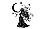 Fairy Moon Butterfly Silhouette, an Object Illustration by Gaye Art (Thumbnail 4 of 31)