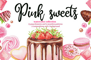 Watercolor pink sweets