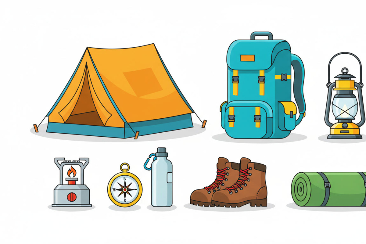 21 Camping Gear Vector Set, an Object Graphic by adenpinkstore (Photo 4 of 9)