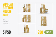 Zip Flat Bottom Pouch mockup 5PSD, a Packaging Mockup by easymock (Thumbnail 1 of 13)