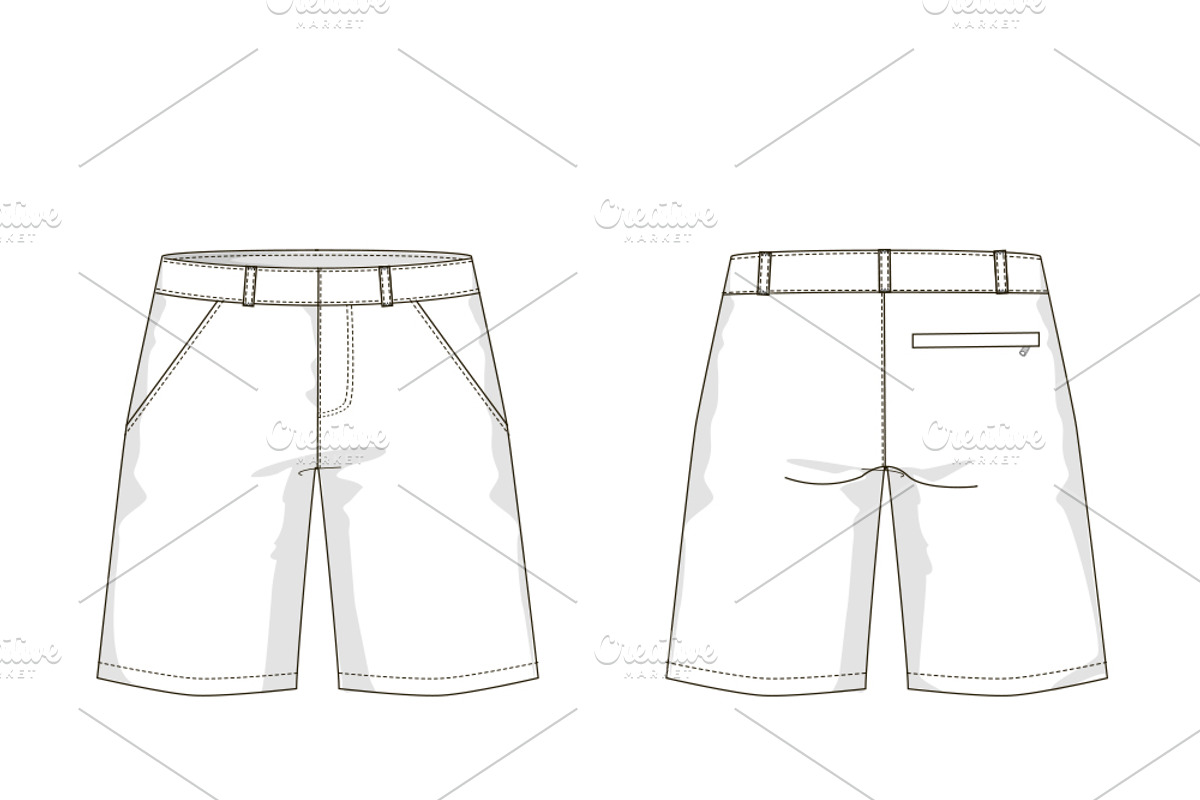 Men's Shorts Fashion Flat Template, a Templates & Theme by flat fashion