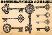 Ornamental Vintage Key SVG Bundle, an Illustration by Gaye Art (Thumbnail 1 of 31)