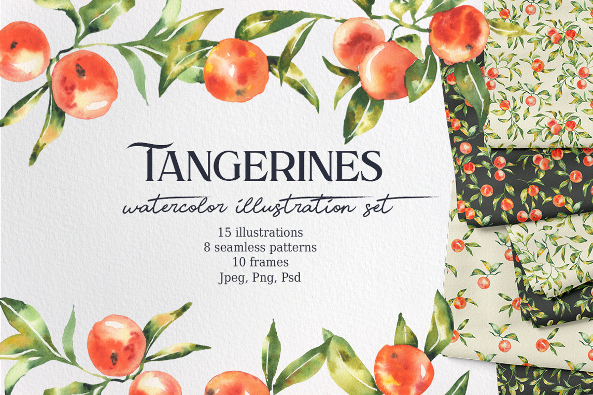 Watercolor tangerines, an Illustration by LiliaUdod (Photo 1 of 7)