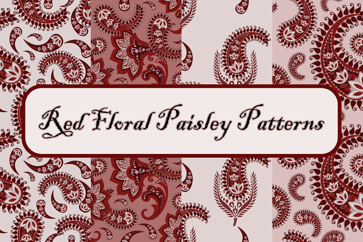 Red floral Paisley patterns, a Pattern Graphic by ThaiByGaew (Photo 1 of 3)