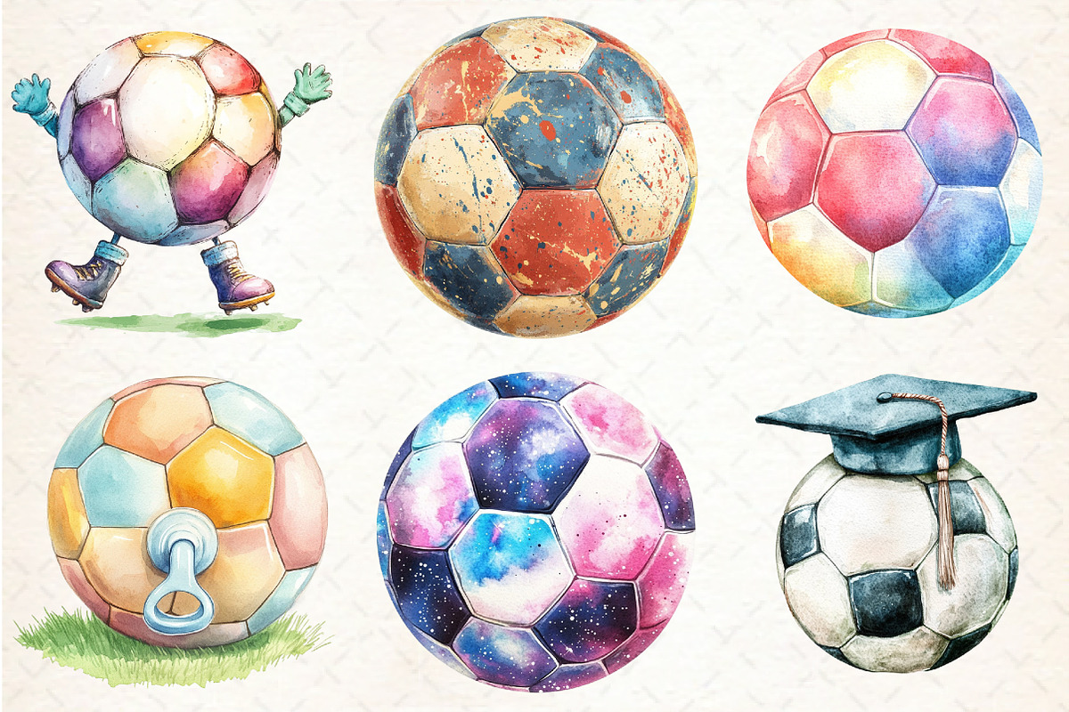 Watercolor Soccer Ball Clipart, an Illustration by Libby Wishes (Photo 4 of 5)
