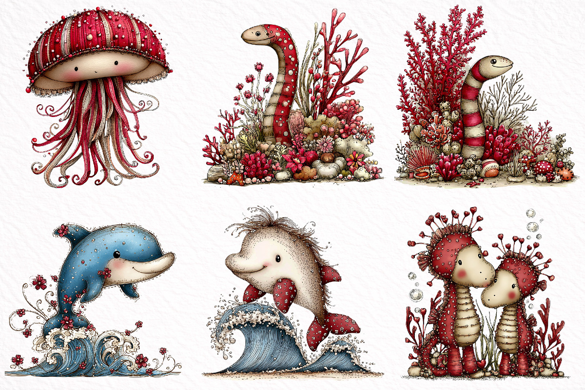 Whimsical Animals in Aquarium, an Illustration by DreamArtGraphic (Photo 4 of 8)