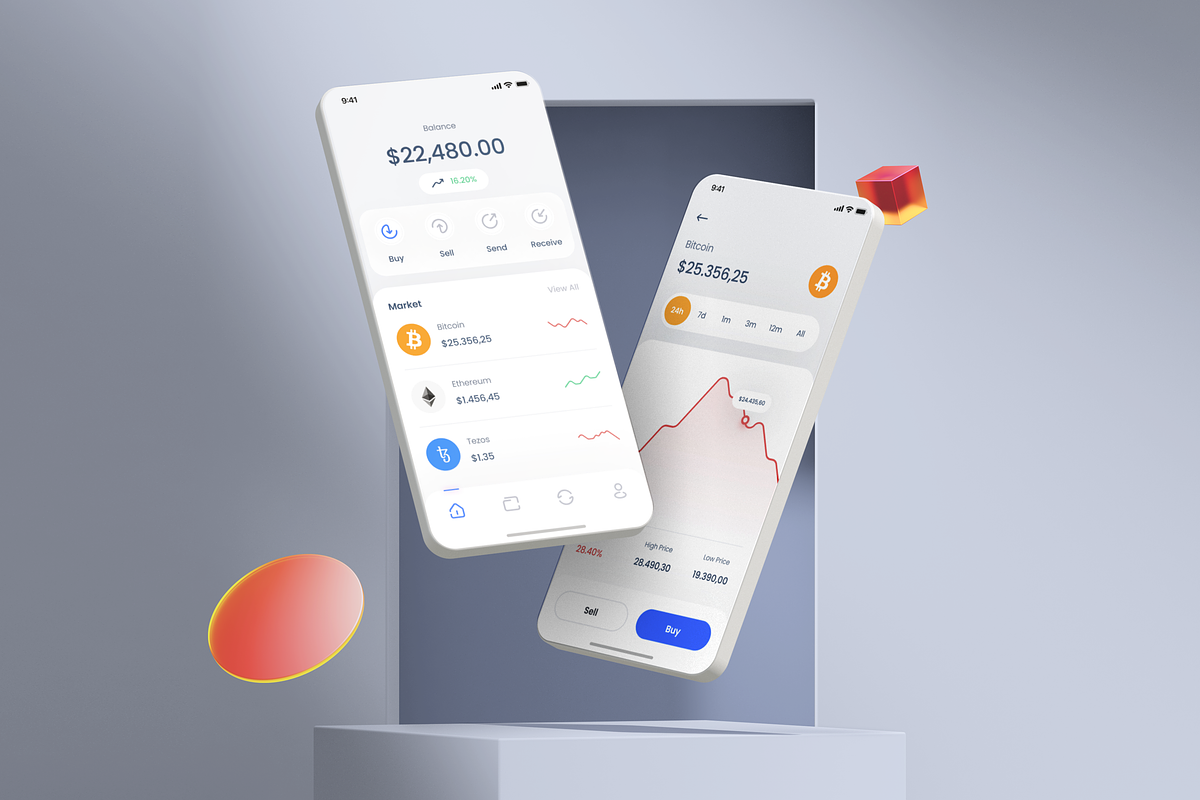 Crypto Mobile App UI Concept, an App Template by CreativeUI