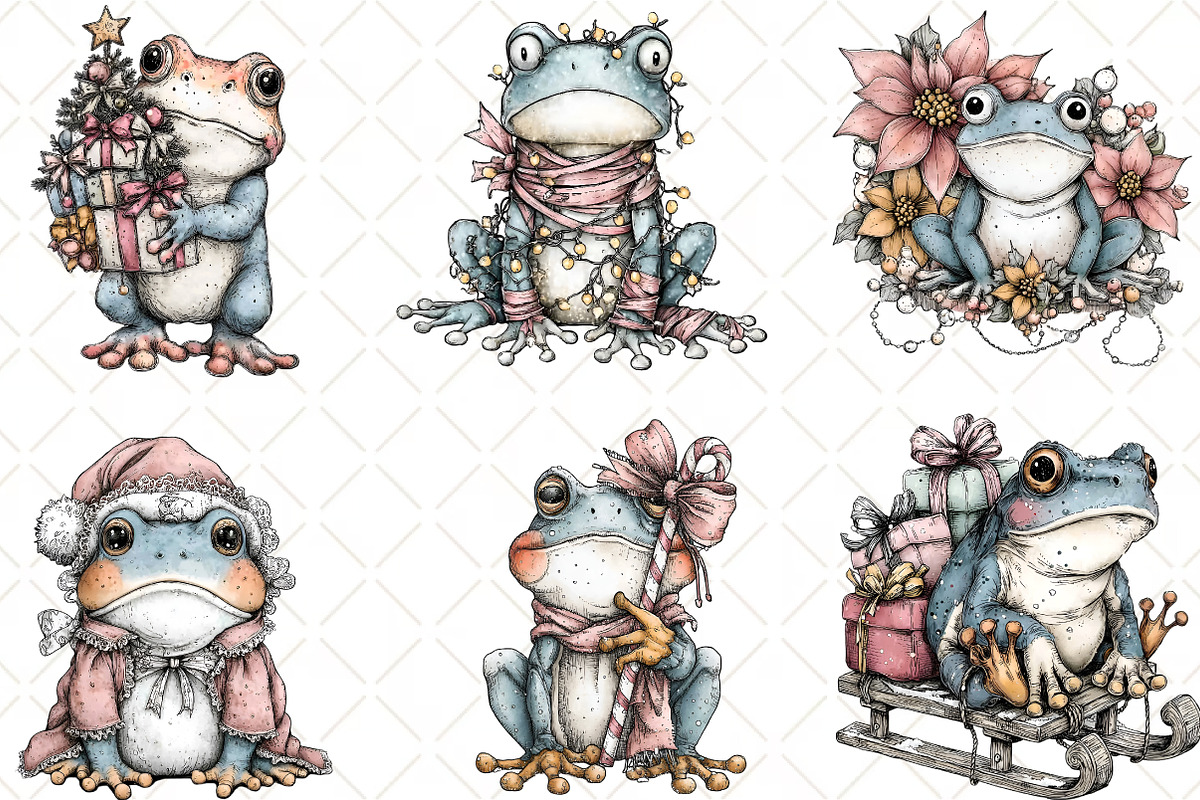 Christmas Frog Clipart, an Illustration by Black Bird Studio (Photo 2 of 6)