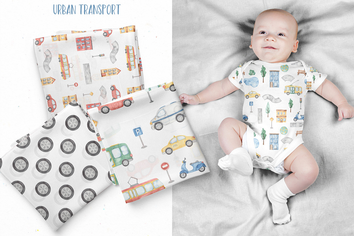 Urban transport watercolor, a Decorative Illustration by Marina Ermakova (Photo 9 of 10)