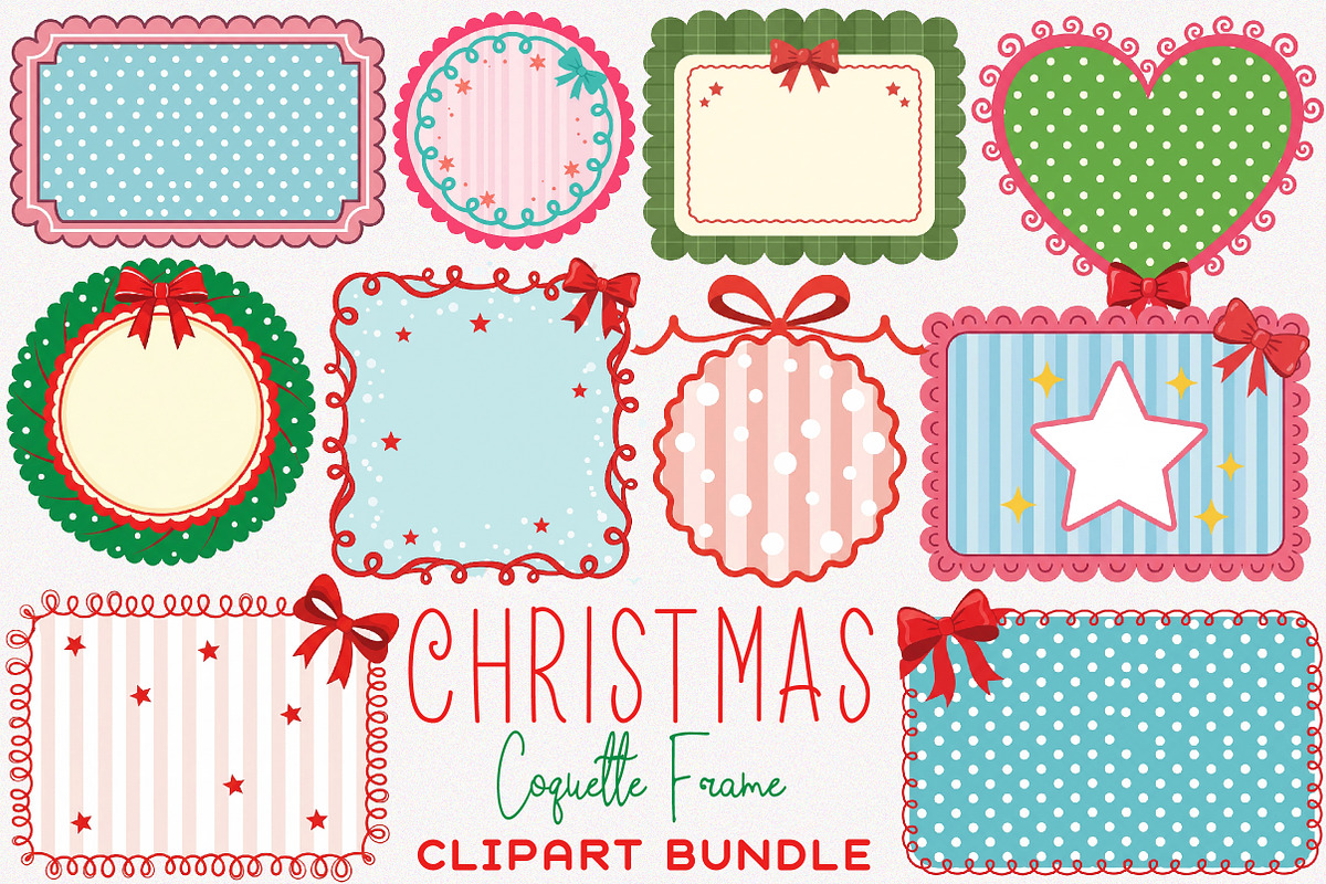 Christmas Coquette Frame Clipart PNG, an Illustration by SinaCreation (Photo 1 of 7)