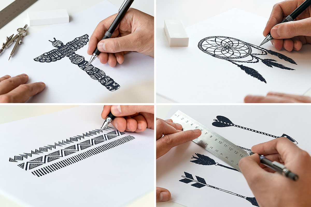 Native Spirit. 55 Hand Drawn Objects, a Decorative Illustration by ...