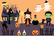 Halloween clipart - kids, ghosts, an Illustration by Pravokrugulnik (Thumbnail 2 of 2)