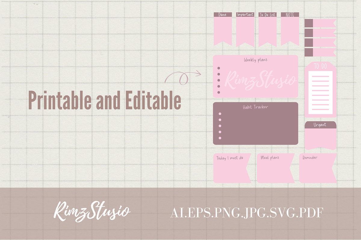 Weekly Planner Sticker PNG Set, a Templates & Theme by RimzStudio (Photo 3 of 3)