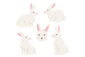 Set of cute Easter bunnies., an Animal Illustration by incomible