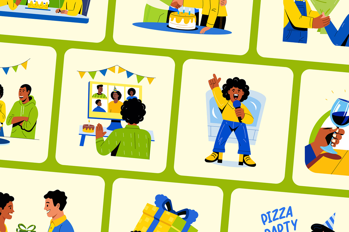 Happy Birthday Illustration Set, a Decorative Illustration by Prosymbols (Photo 6 of 10)