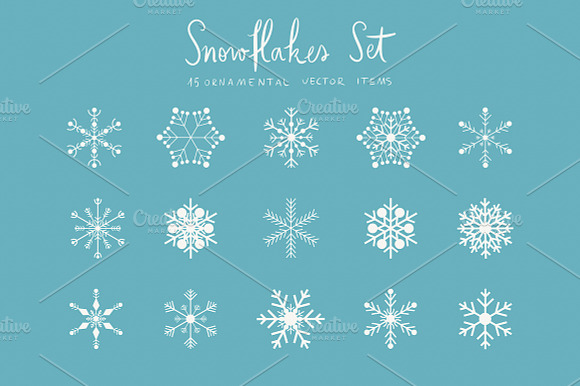Snowflakes Set (vector) preview 2