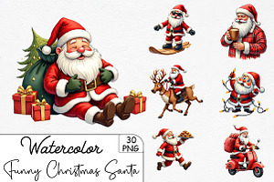 Funny Christmas Santa Clipart Bundle, an Illustration by CrexoraLab