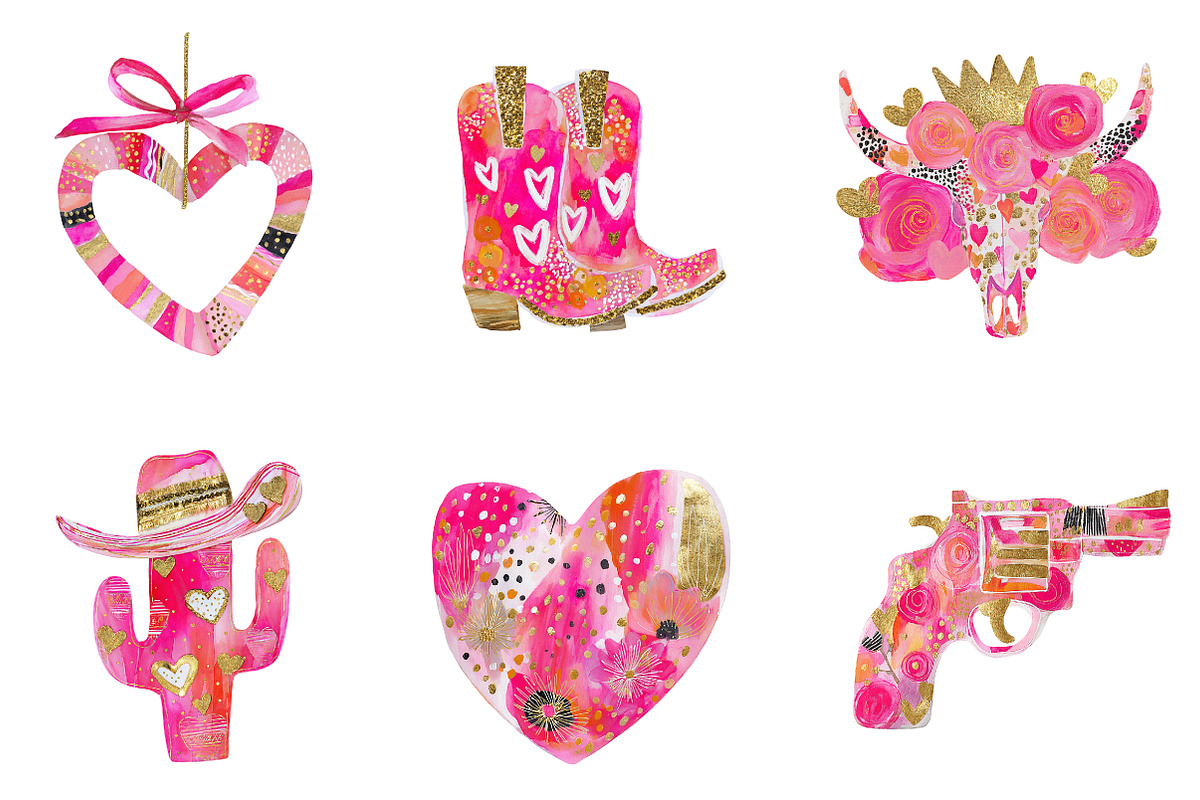 Cowgirl valentine clipart, an Illustration by CreationArt (Photo 2 of 6)