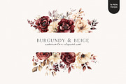 Burgundy & Beige Flowers, a Decorative Illustration by PeDe Designs (Thumbnail 5 of 8)