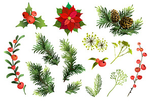 Christmas decor elements set.