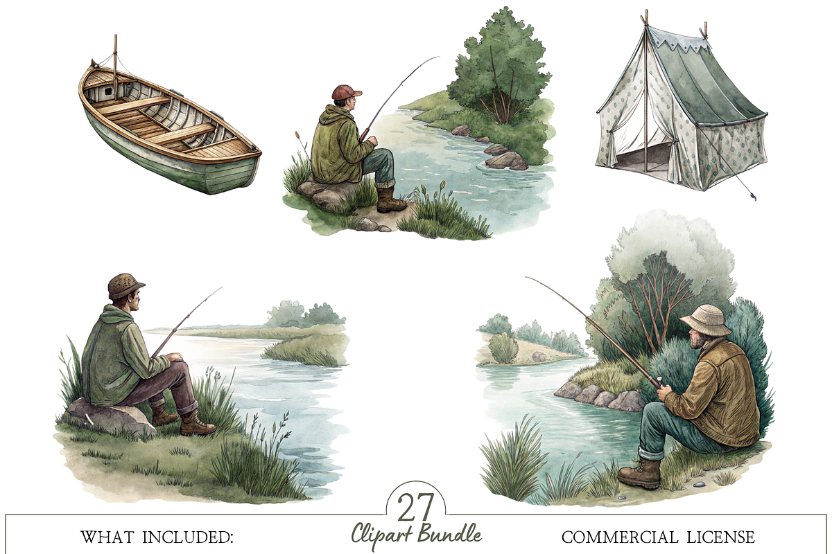Fathers Day Fishing Graphics Set, an Illustration by MockupWizard (Photo 3 of 5)