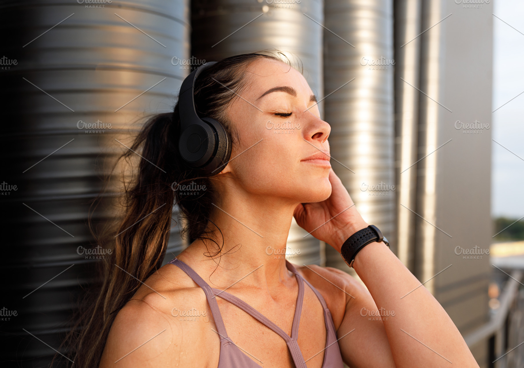 Young female with closed eyes, a Person Photo by Artem Varnitsin